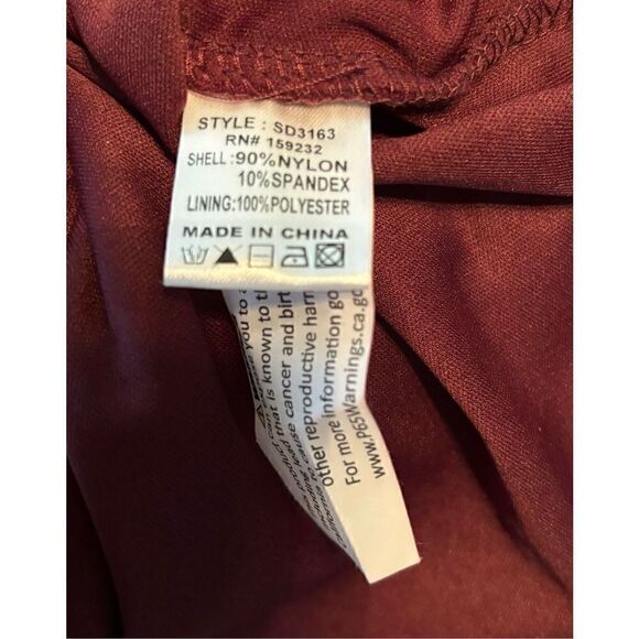 Mele E Pere Burgundy Rhinestone Adorned Sleeveless Dress - Picture 5 of 6